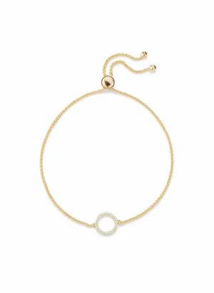 18k Gold Plated Pave Circle Adjustable Bracelet