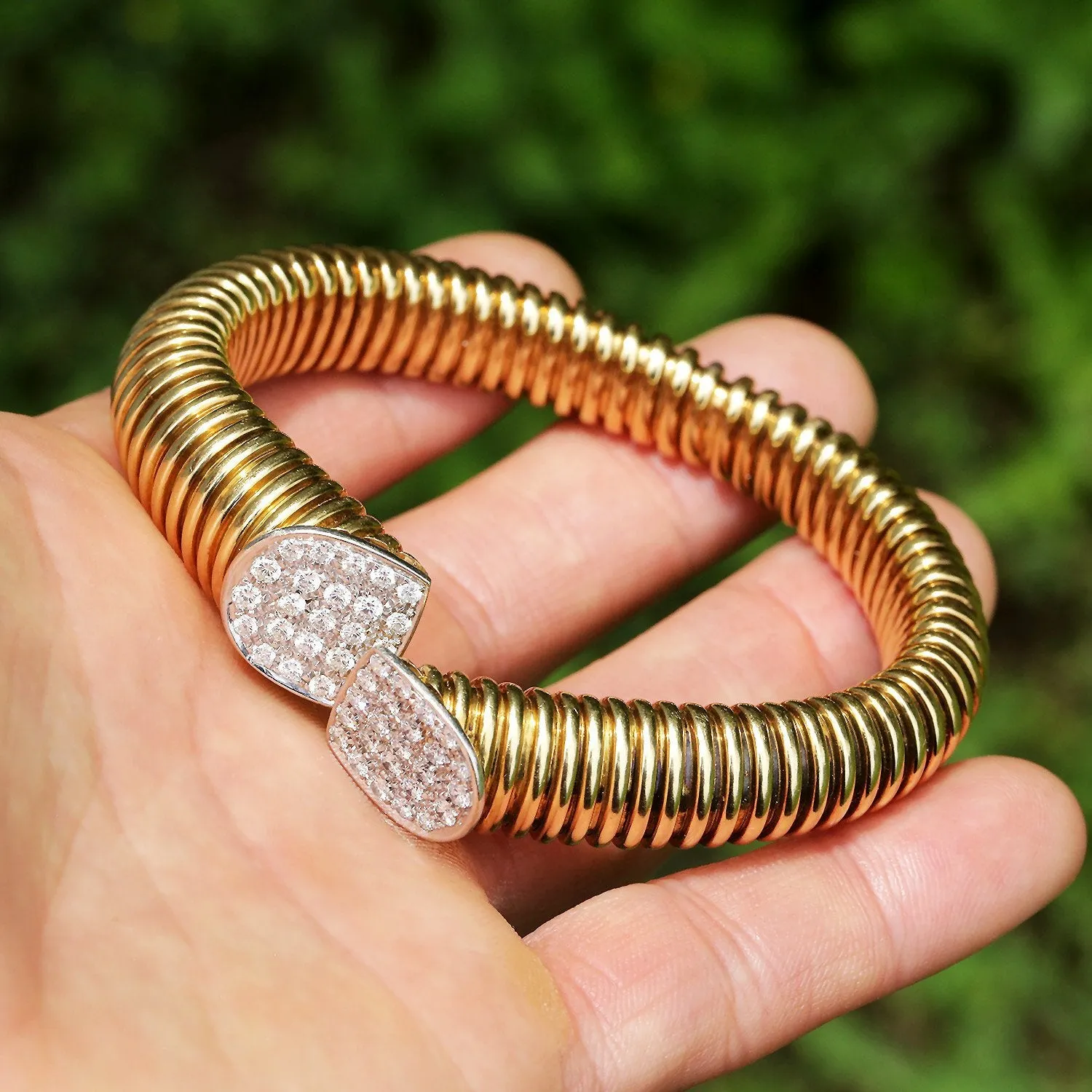 18K Gold Wire Wrapped Cuff Bracelet with Diamonds 2.00ctw