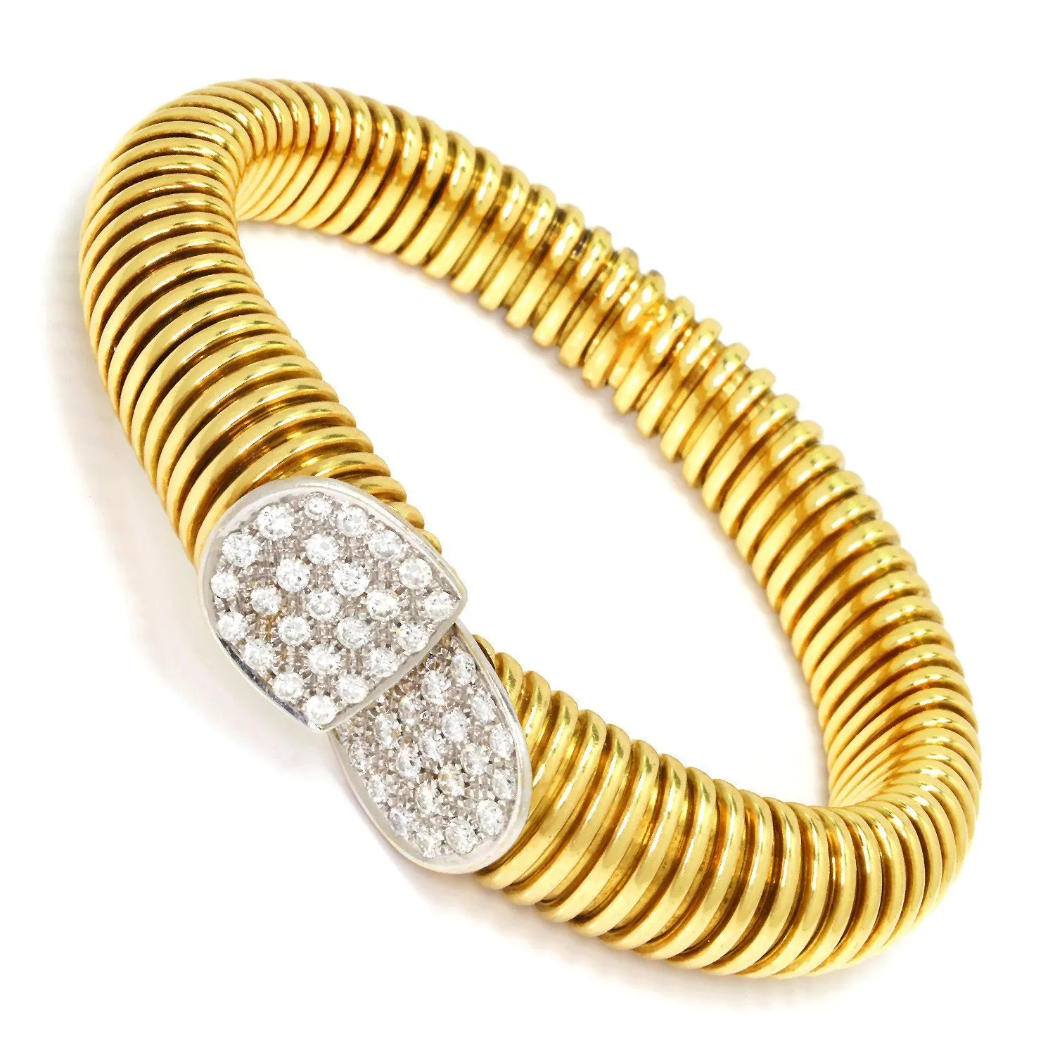 18K Gold Wire Wrapped Cuff Bracelet with Diamonds 2.00ctw