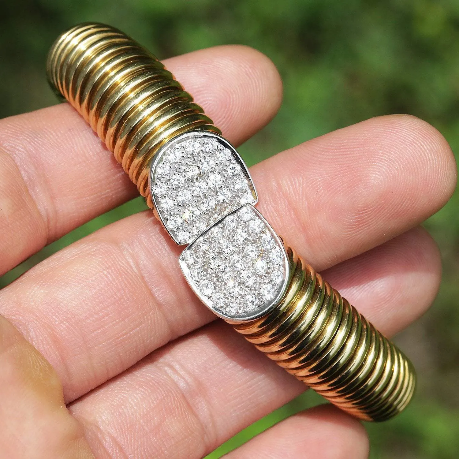 18K Gold Wire Wrapped Cuff Bracelet with Diamonds 2.00ctw