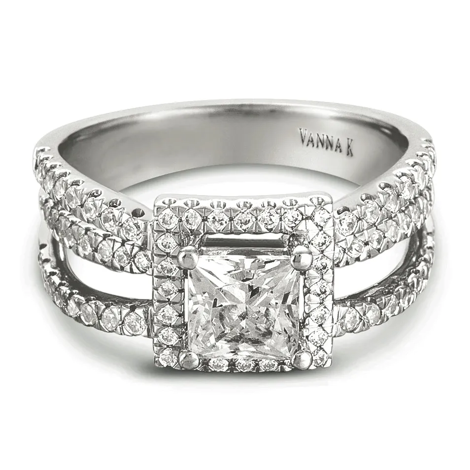 18K White Gold Halo Diamond Engagement Ring