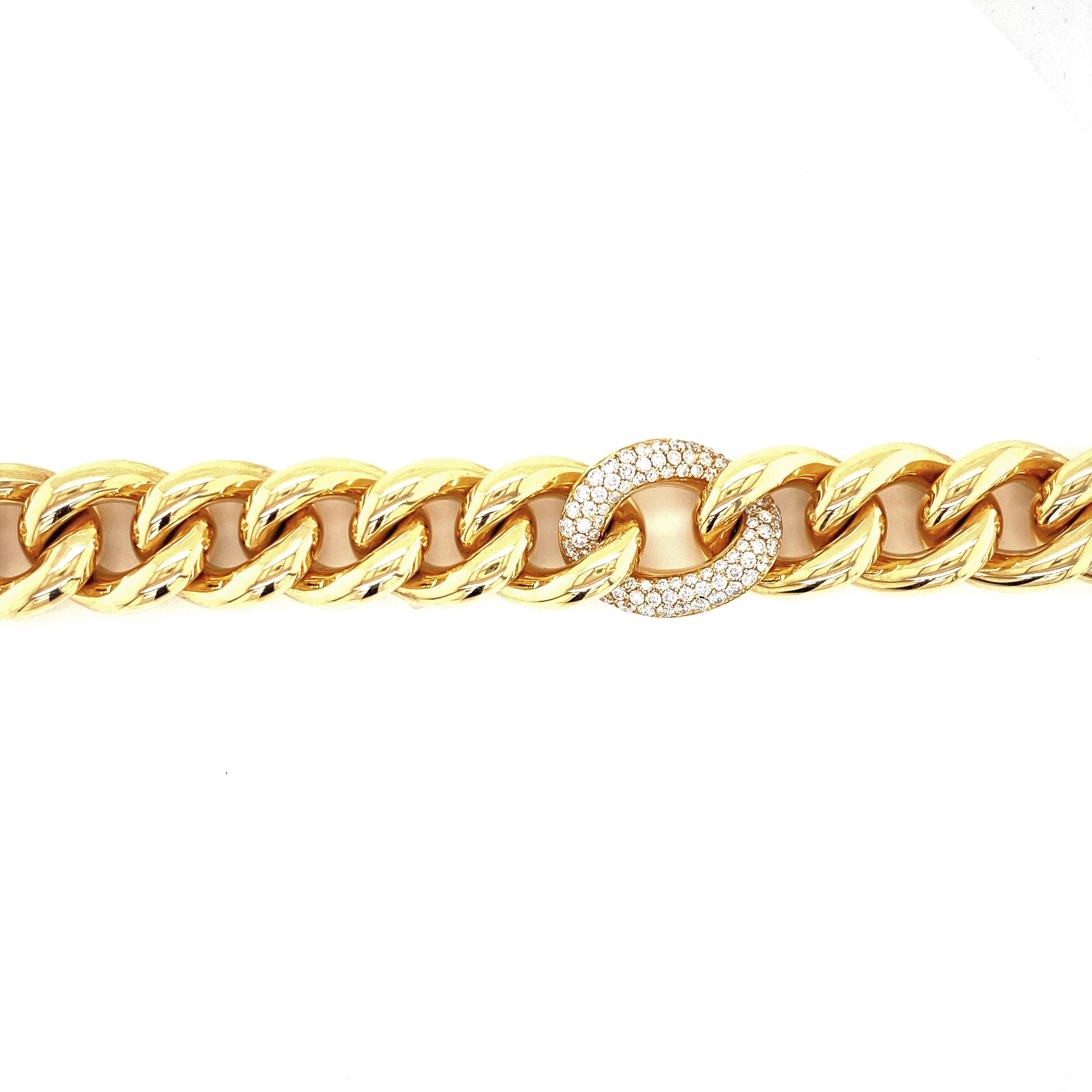 18K Yellow Gold Diamond Link & Large Curb Link Bracelet