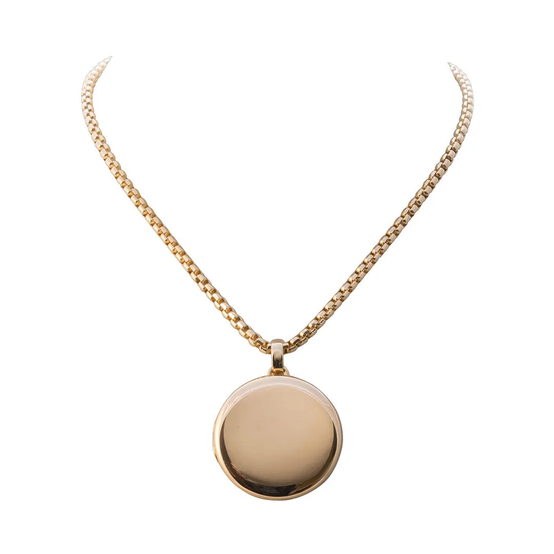 18K Yellow Gold Round Locket Pendant