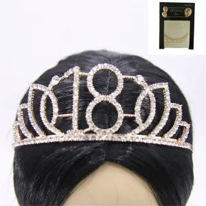 18th Birthday Metal Tiara with Diamante - Gold