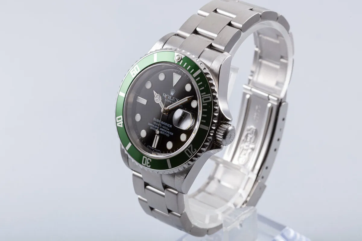 2007 Green Anniversary Rolex Submariner 16610LV with Box and Papers