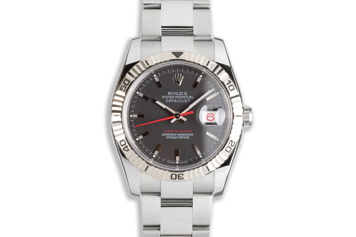 2007 Rolex DateJust Turn-O-Graph 116264 Black Dial & Red Date Wheel