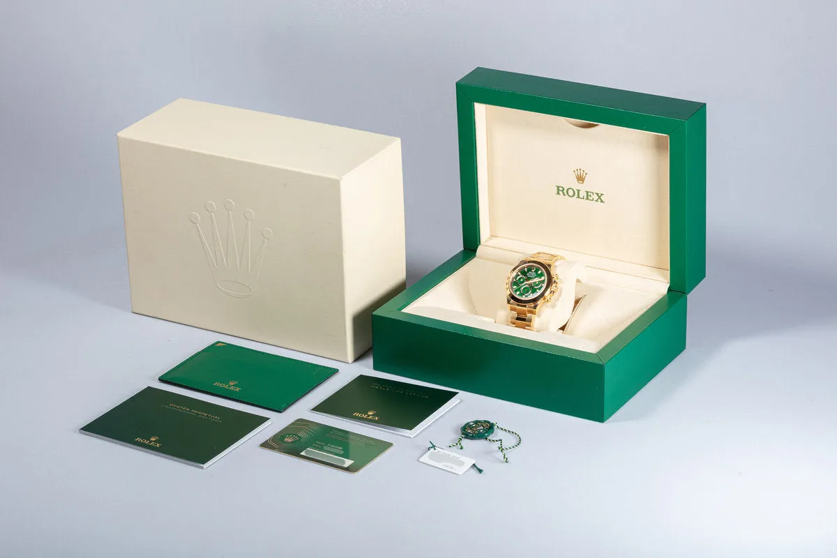 2021 Rolex 18K YG Daytona 116508 Green Dial with Box & Papers