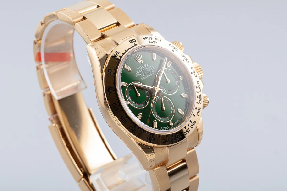 2021 Rolex 18K YG Daytona 116508 Green Dial with Box & Papers