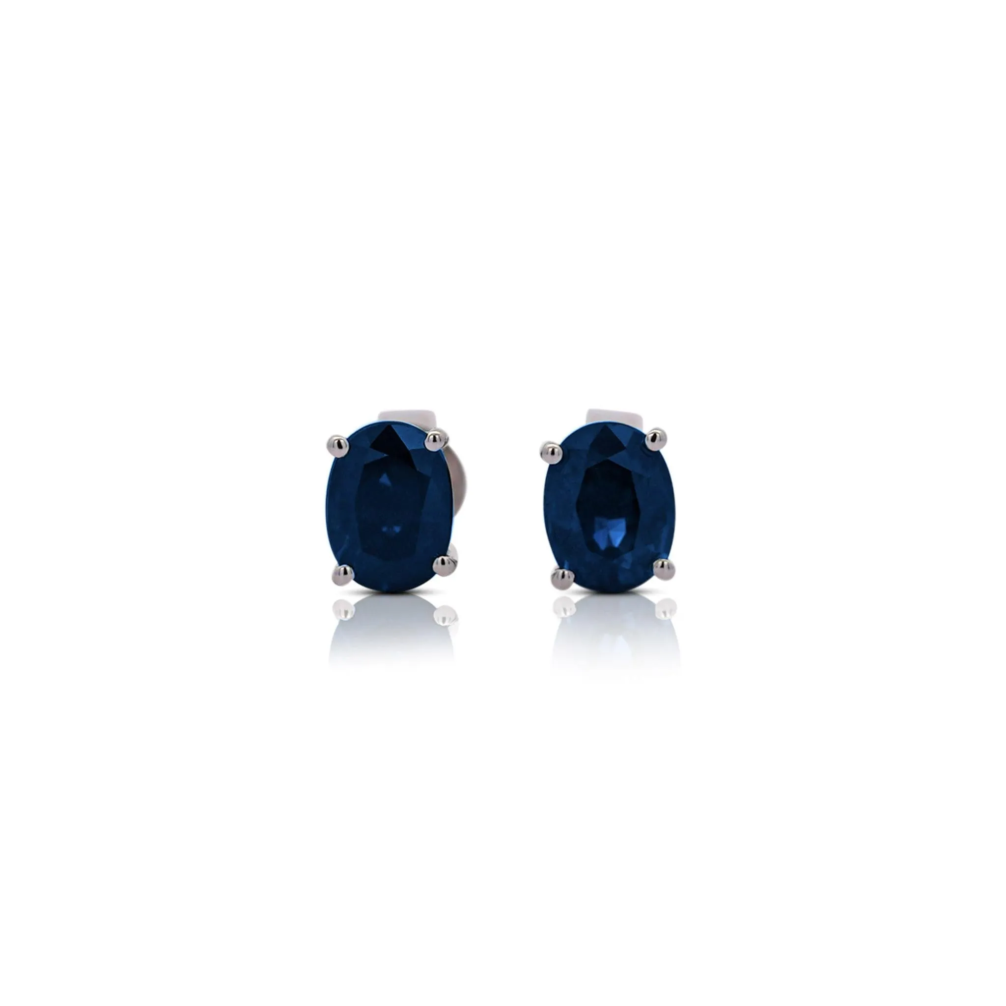 2.15 Carat Oval Cut Natural Sapphire 14K Gold Hypoallergenic Stud Earrings