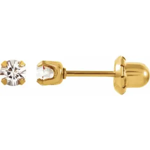 24K Gold-Plated Stainless Steel Imitation White Sapphire InvernessÂ® Piercing Earrings