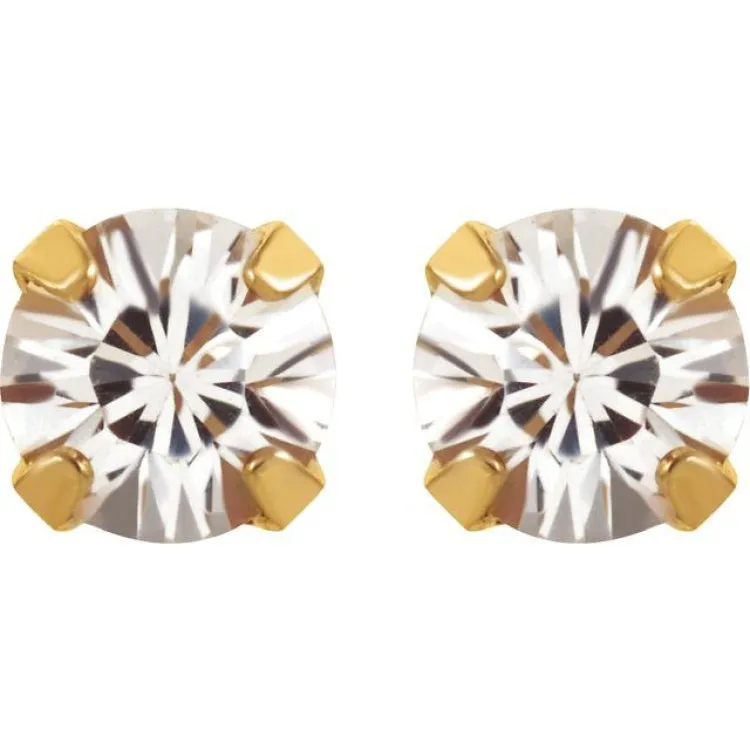 24K Gold-Plated Stainless Steel Imitation White Sapphire InvernessÂ® Piercing Earrings