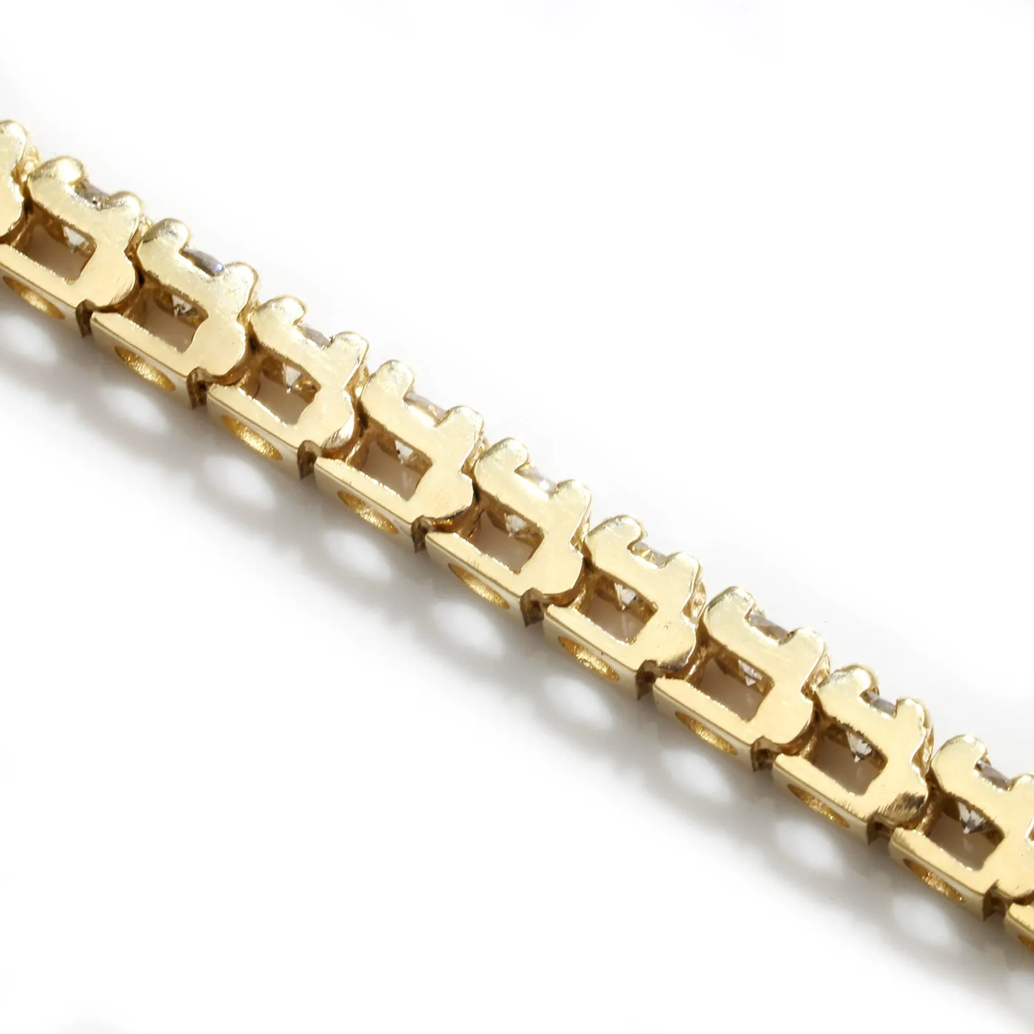 3CT Round Diamond Tennis Line Bracelet 14K Yellow Gold