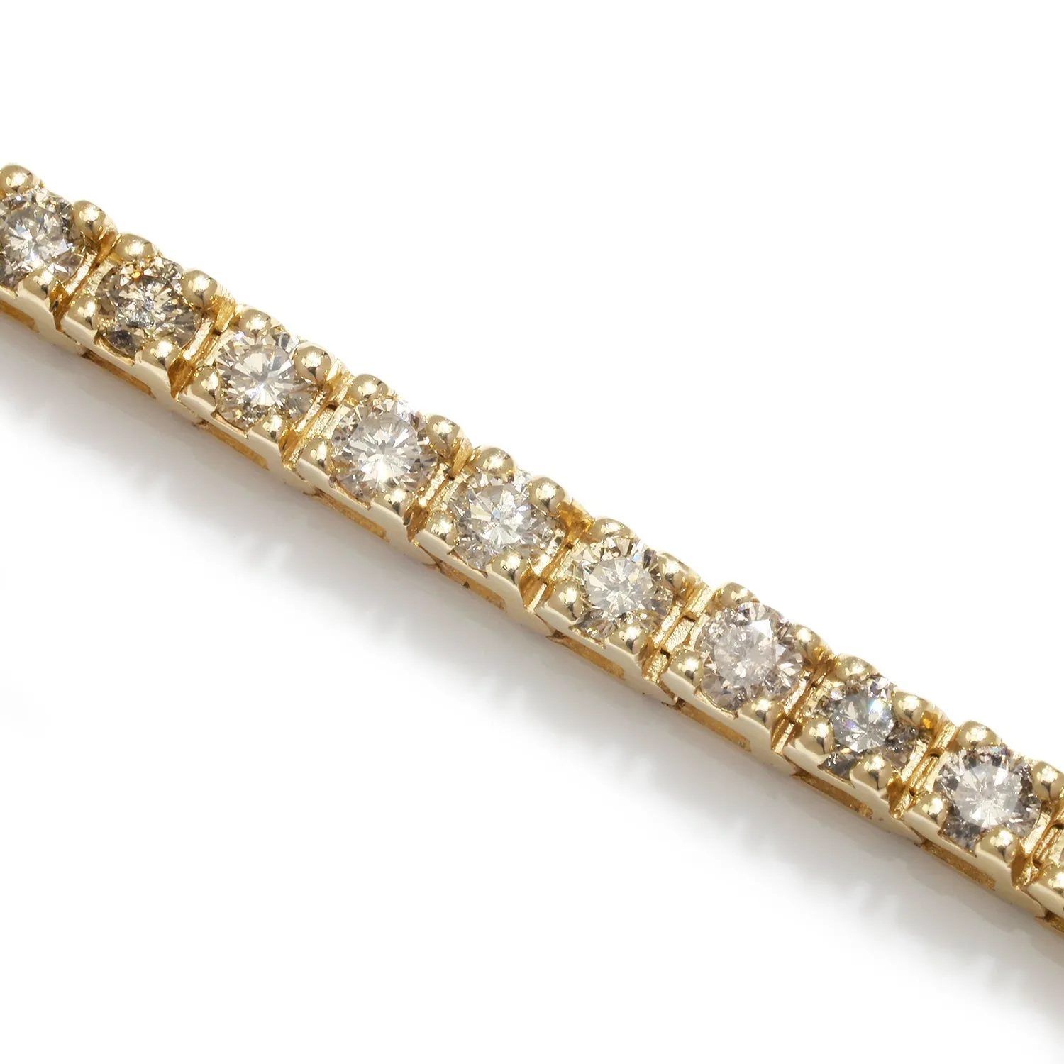 3CT Round Diamond Tennis Line Bracelet 14K Yellow Gold