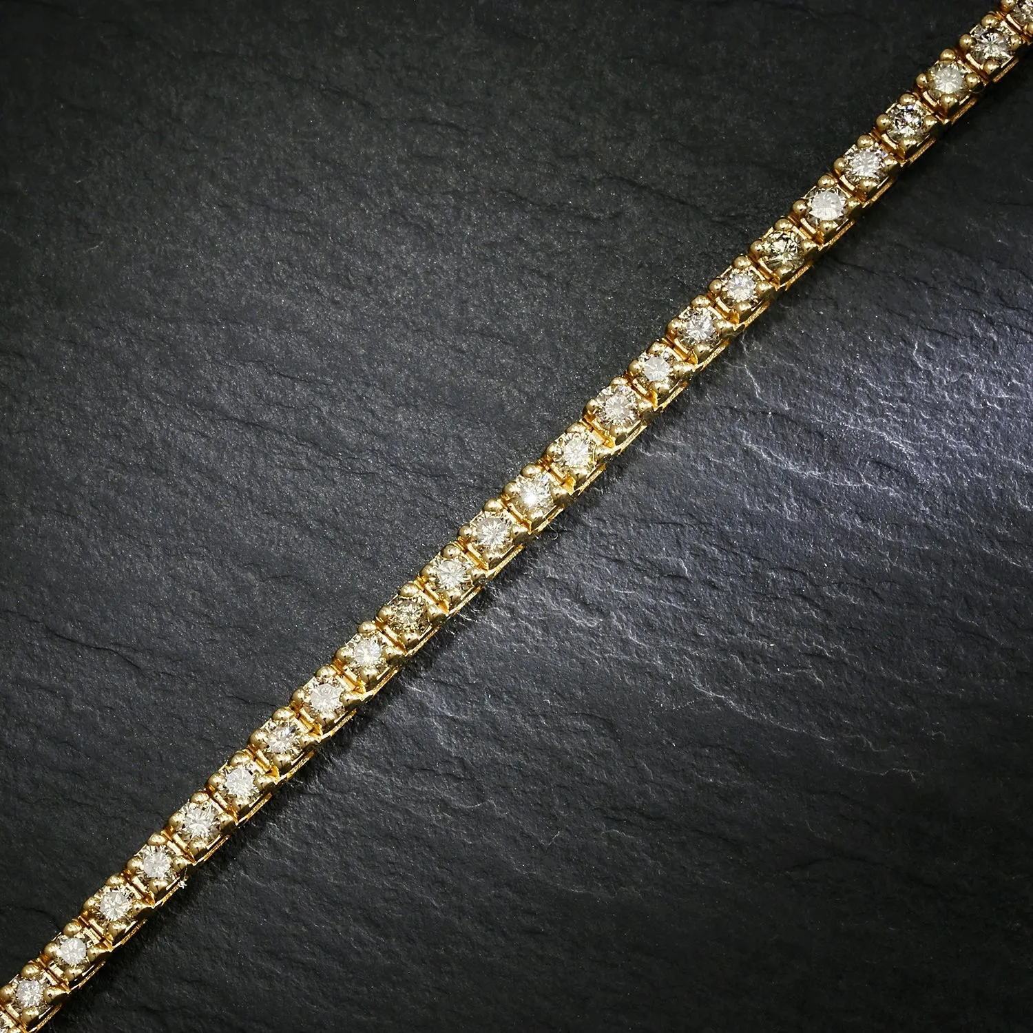 3CT Round Diamond Tennis Line Bracelet 14K Yellow Gold