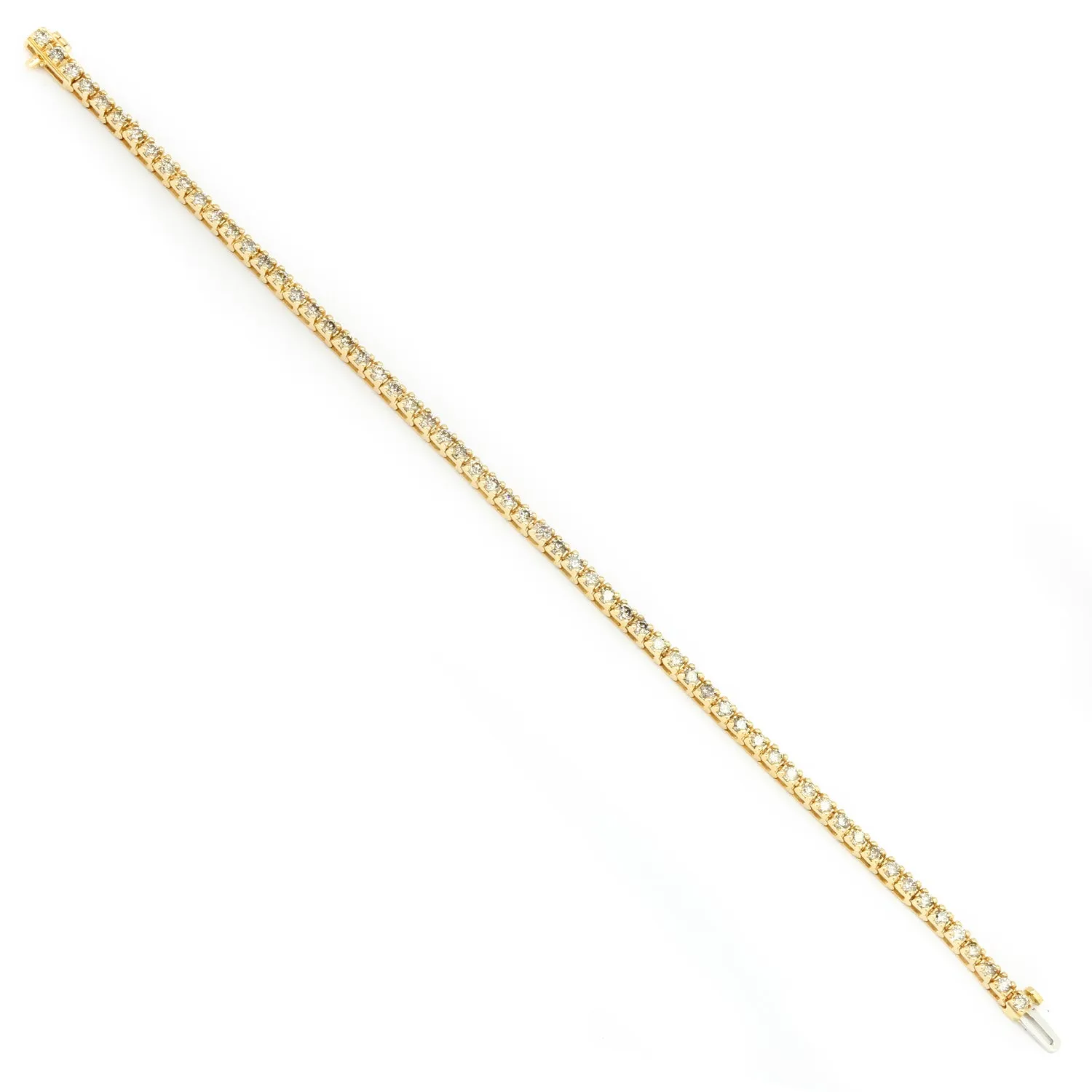 3CT Round Diamond Tennis Line Bracelet 14K Yellow Gold