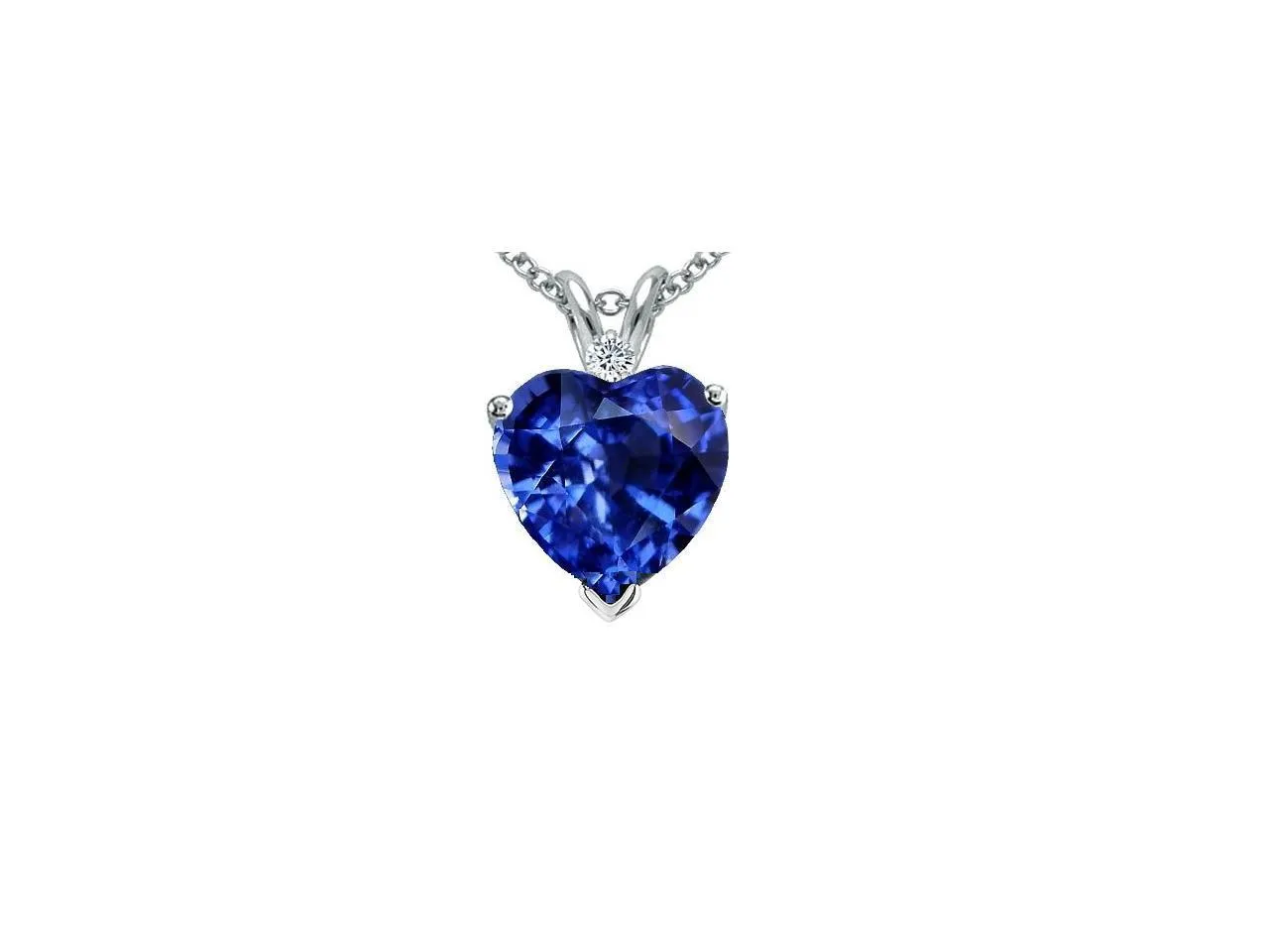 4.00 Ctw Lab Created Sapphire & Diamond Pendant In Sterling Silver