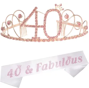 40th Birthday Gifts for Women, 40th Birthday Tiara and Sash, HAPPY 40th Birthday Party