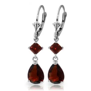 4.5 Carat 14K Solid White Gold Brilliant Defense Garnet Earrings