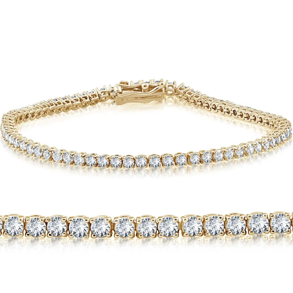 4Ct TW 14k White or Yellow Gold Round-Cut Diamond Tennis Bracelet 7" Women's