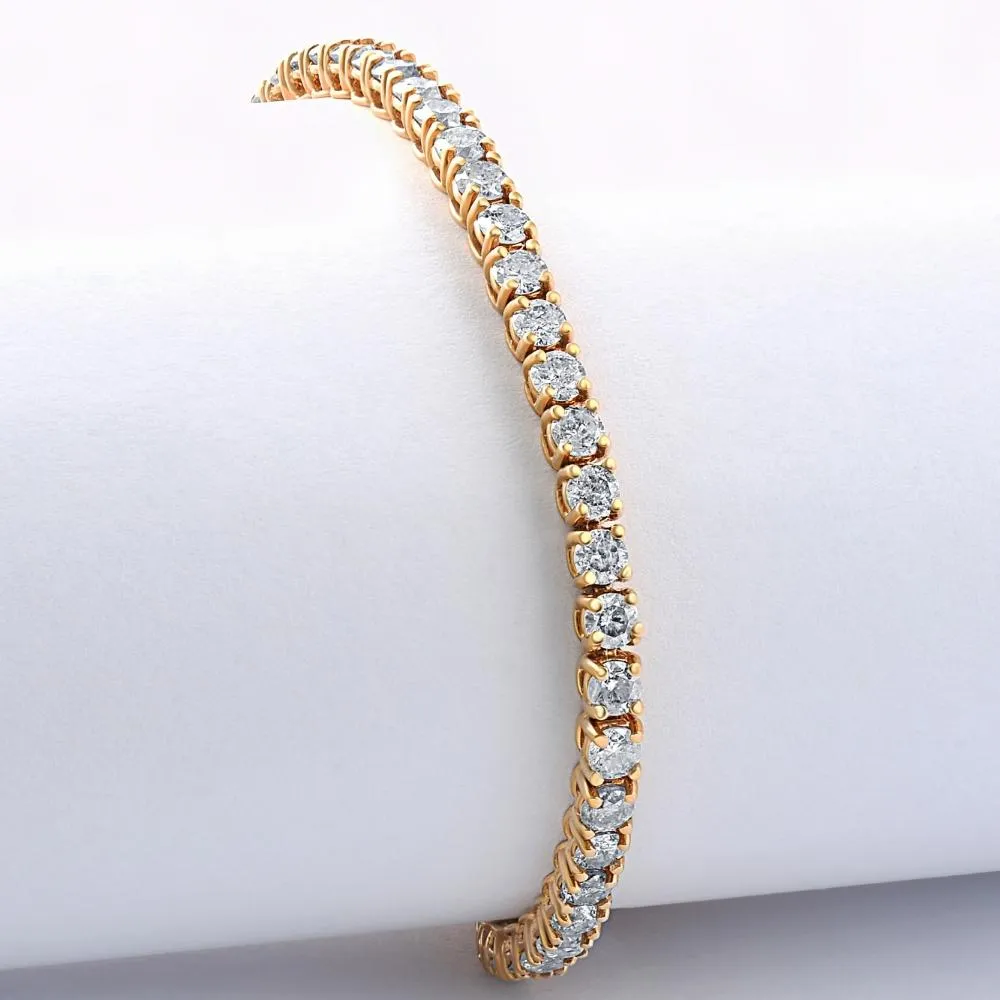 4Ct TW 14k White or Yellow Gold Round-Cut Diamond Tennis Bracelet 7" Women's