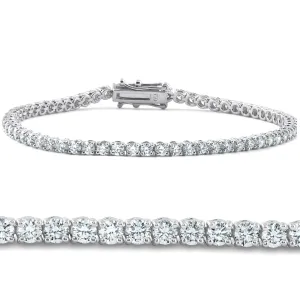 4Ct TW 14k White or Yellow Gold Round-Cut Diamond Tennis Bracelet 7" Women's