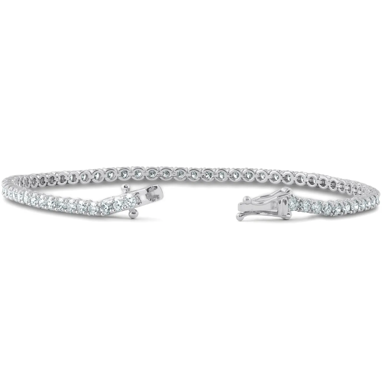 4Ct TW 14k White or Yellow Gold Round-Cut Diamond Tennis Bracelet 7" Women's