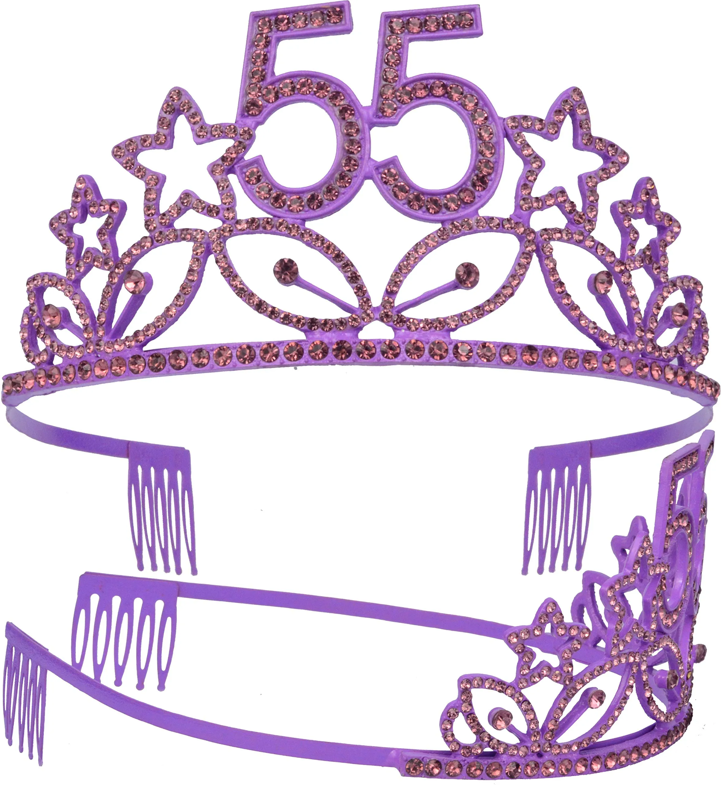 55th Birthday Gifts for Woman, 55th Birthday Tiara and Sash Purple, HAPPY 55th Birthday