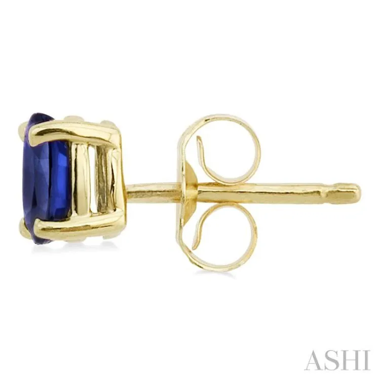 5x3MM Oval Cut Sapphire Stud Earrings in 14K Yellow Gold