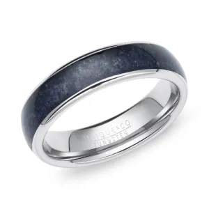 6mm Tungsten Ring with Lapis Lazuli Inlay