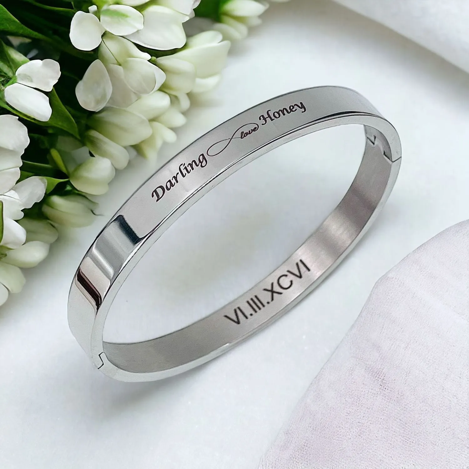 8mm Customized Personalised Laser Engraved Stainless Steel Gold Openable Bangle Cuff Kada For Men