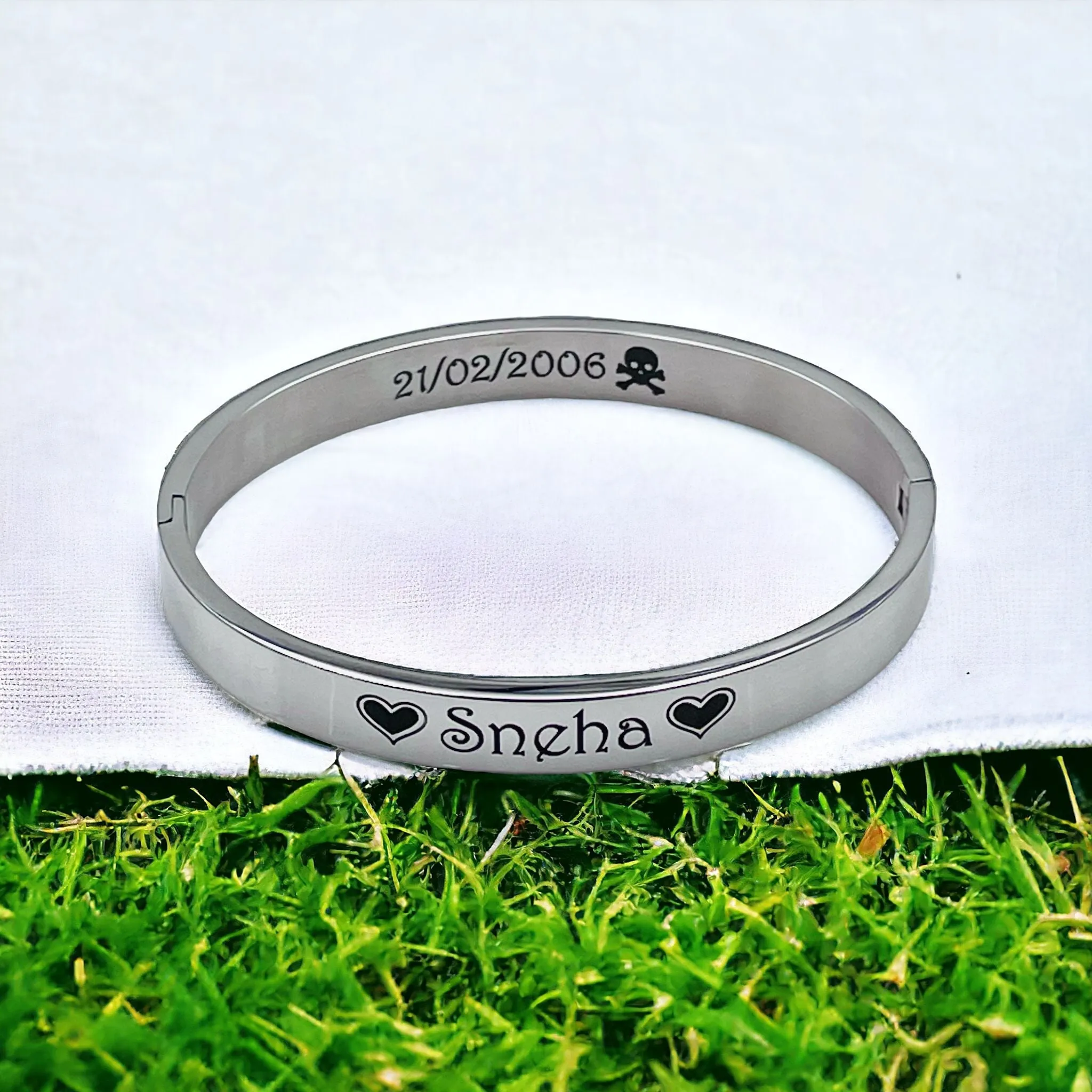 8mm Customized Personalised Laser Engraved Stainless Steel Gold Openable Bangle Cuff Kada For Men