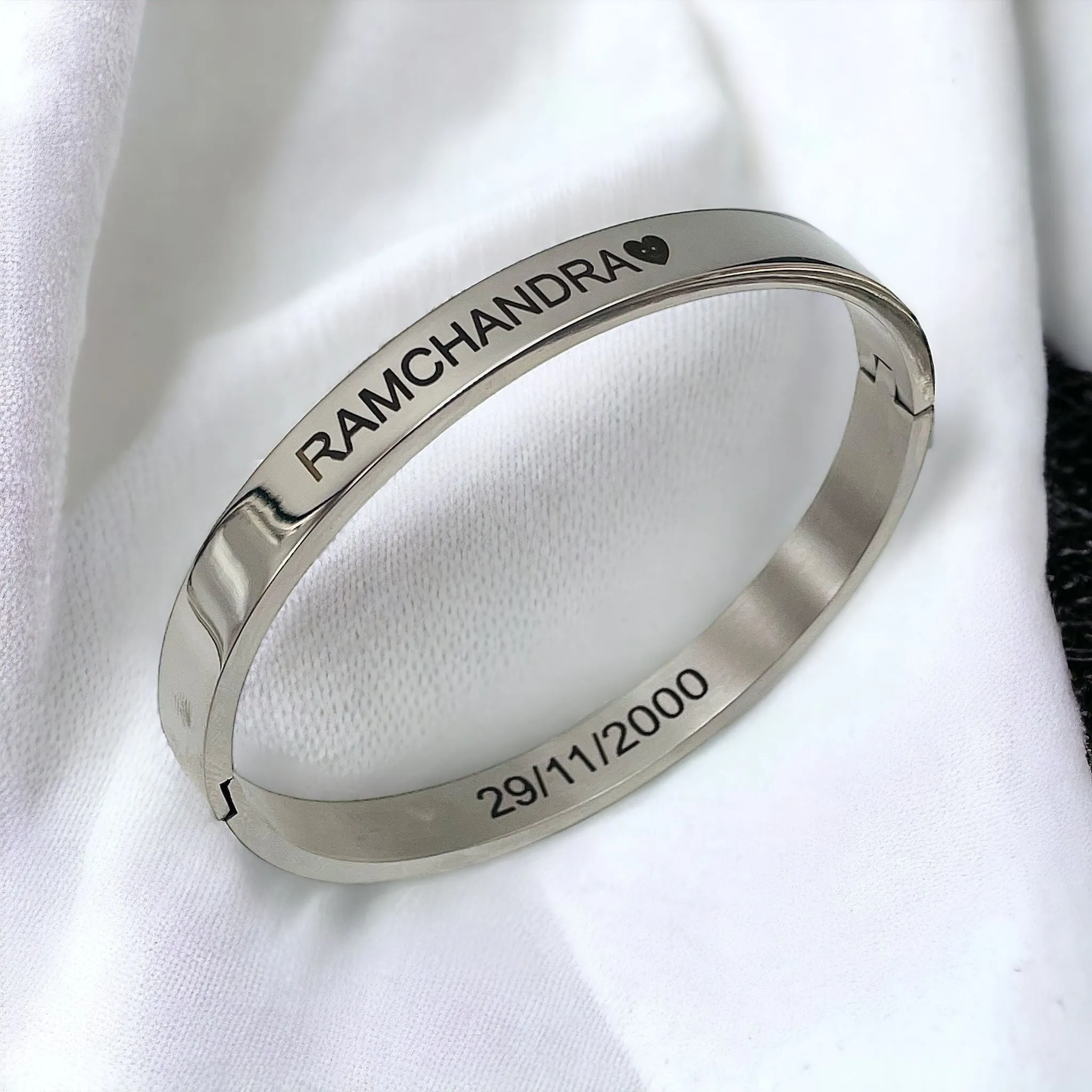 8mm Customized Personalised Laser Engraved Stainless Steel Gold Openable Bangle Cuff Kada For Men