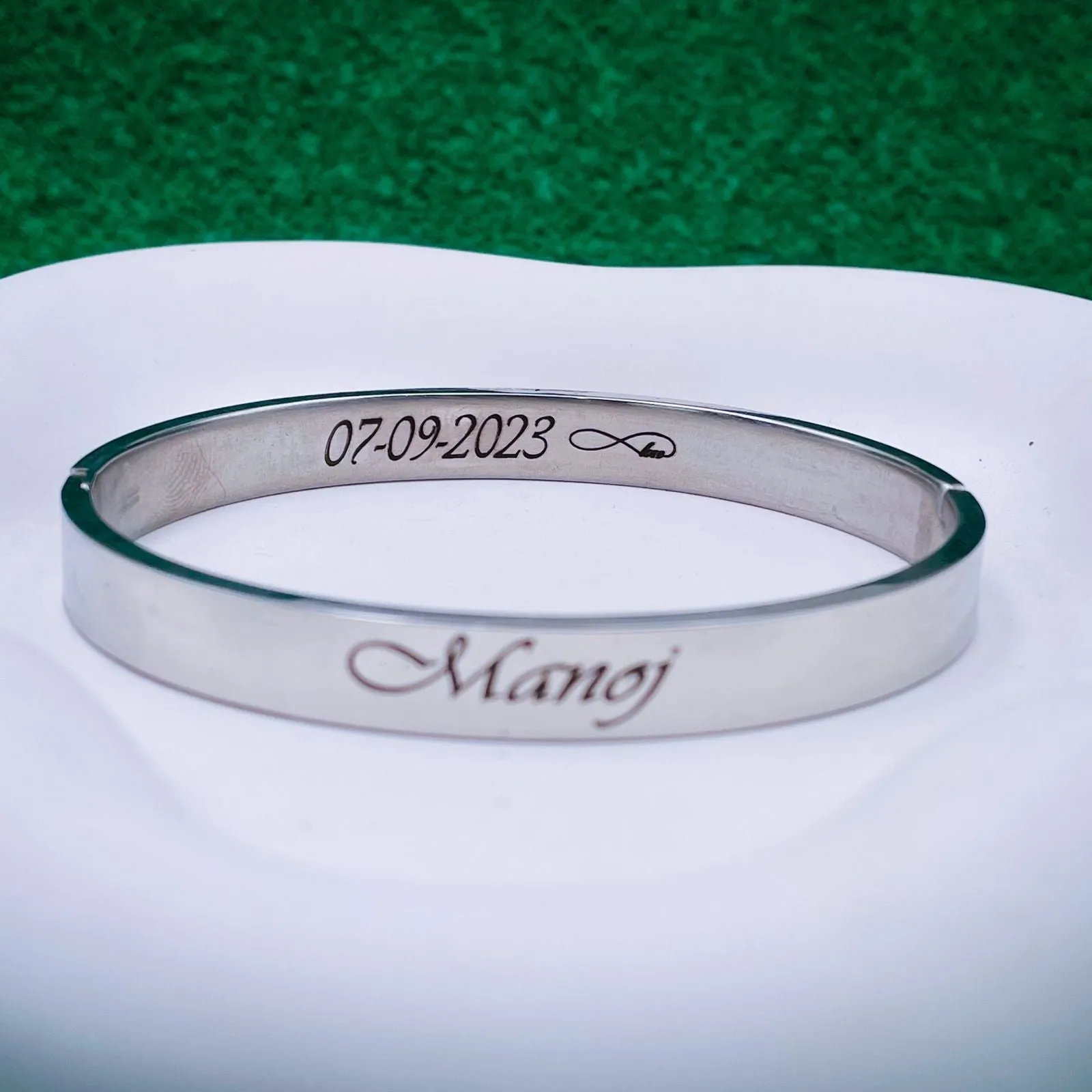 8mm Customized Personalised Laser Engraved Stainless Steel Gold Openable Bangle Cuff Kada For Men