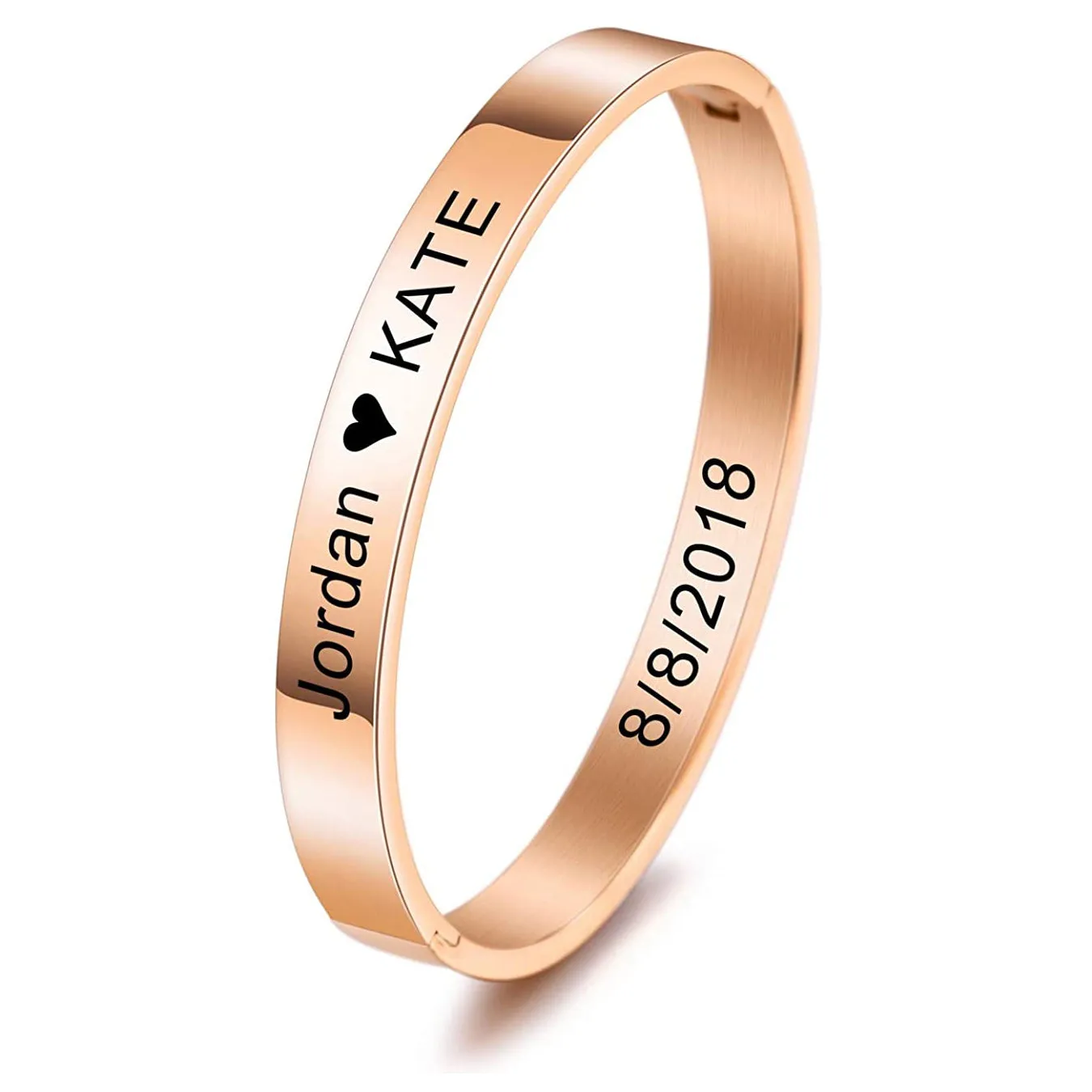 8mm Customized Personalised Laser Engraved Stainless Steel Gold Openable Bangle Cuff Kada For Men