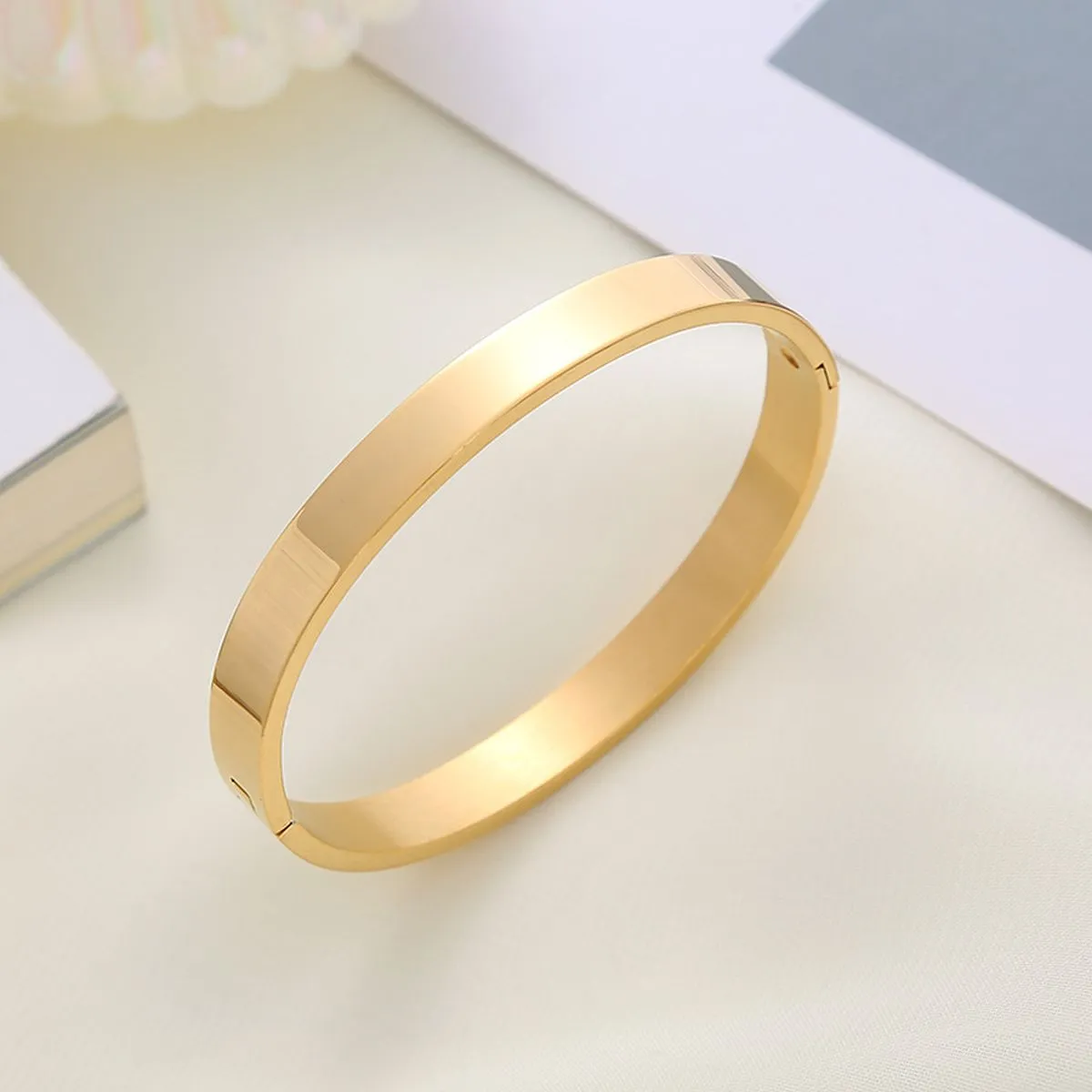 8mm Customized Personalised Laser Engraved Stainless Steel Gold Openable Bangle Cuff Kada For Men