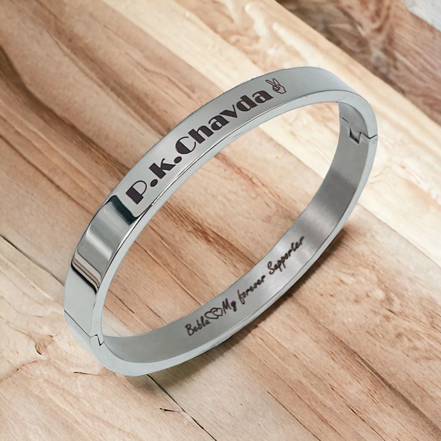 8mm Customized Personalised Laser Engraved Stainless Steel Gold Openable Bangle Cuff Kada For Men