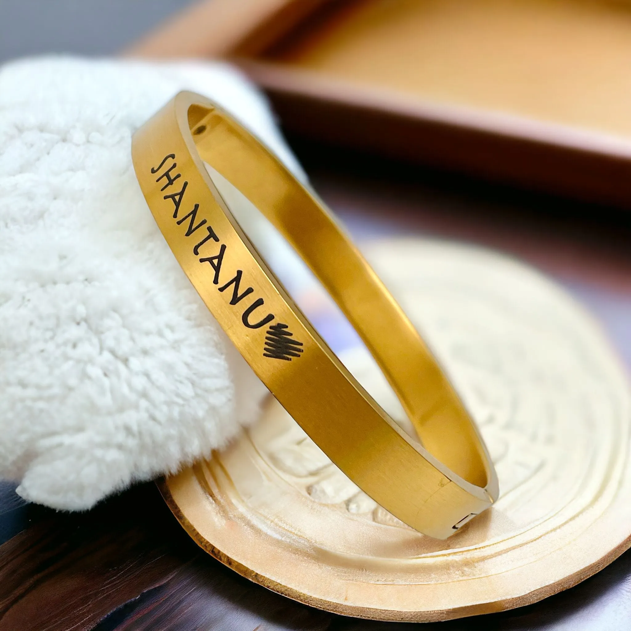 8mm Customized Personalised Laser Engraved Stainless Steel Gold Openable Bangle Cuff Kada For Men