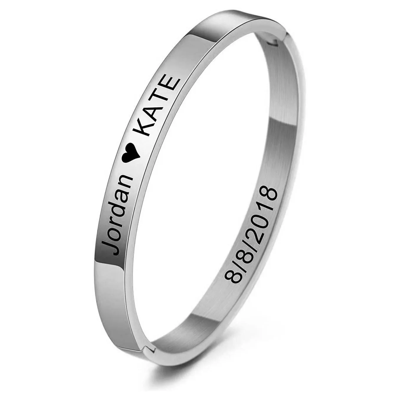 8mm Customized Personalised Laser Engraved Stainless Steel Gold Openable Bangle Cuff Kada For Men