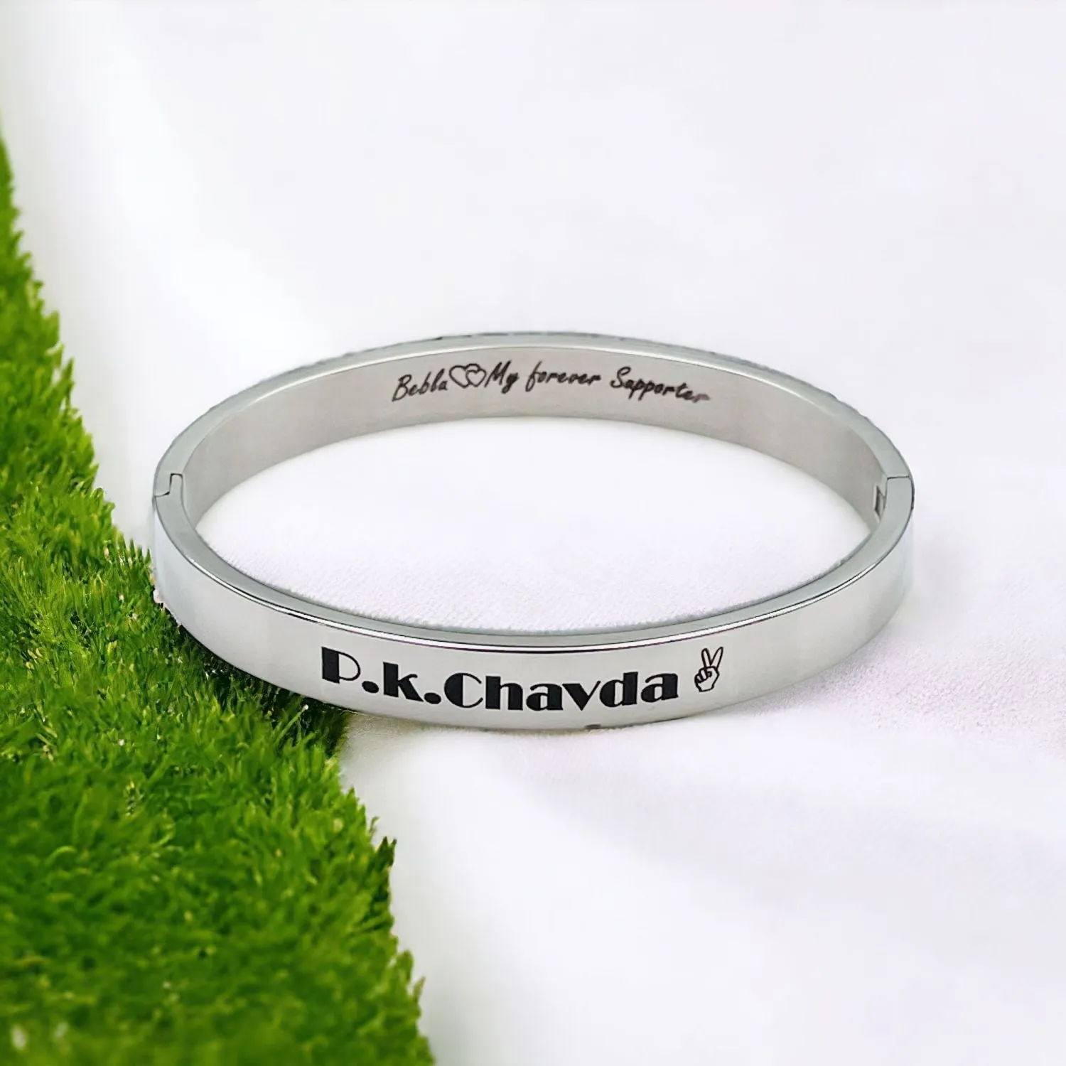 8mm Customized Personalised Laser Engraved Stainless Steel Gold Openable Bangle Cuff Kada For Men