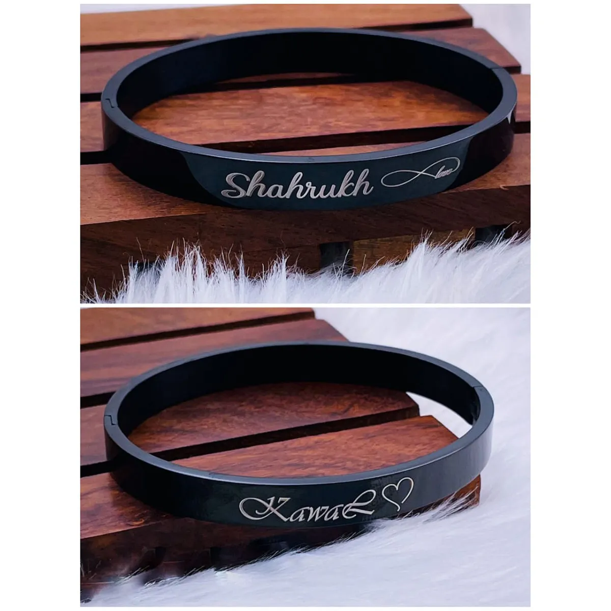 8mm Customized Personalised Laser Engraved Stainless Steel Gold Openable Bangle Cuff Kada For Men