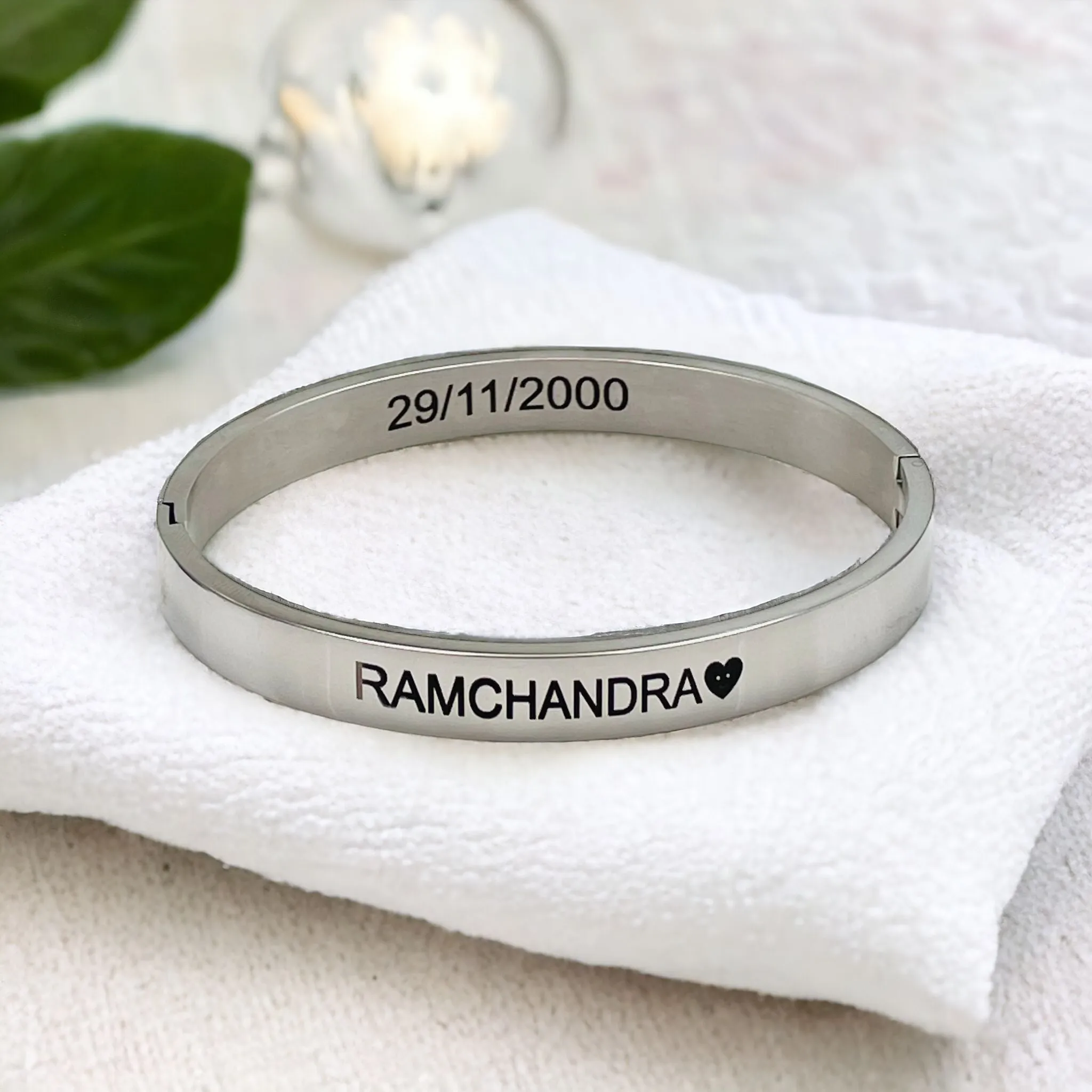 8mm Customized Personalised Laser Engraved Stainless Steel Gold Openable Bangle Cuff Kada For Men