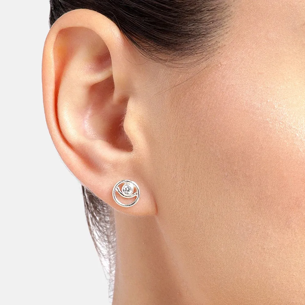 92.5 Silver White Spiral Stud Earrings