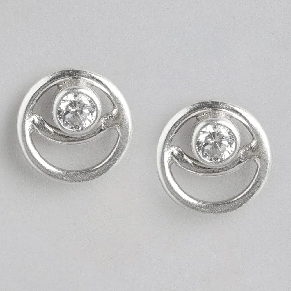 92.5 Silver White Spiral Stud Earrings