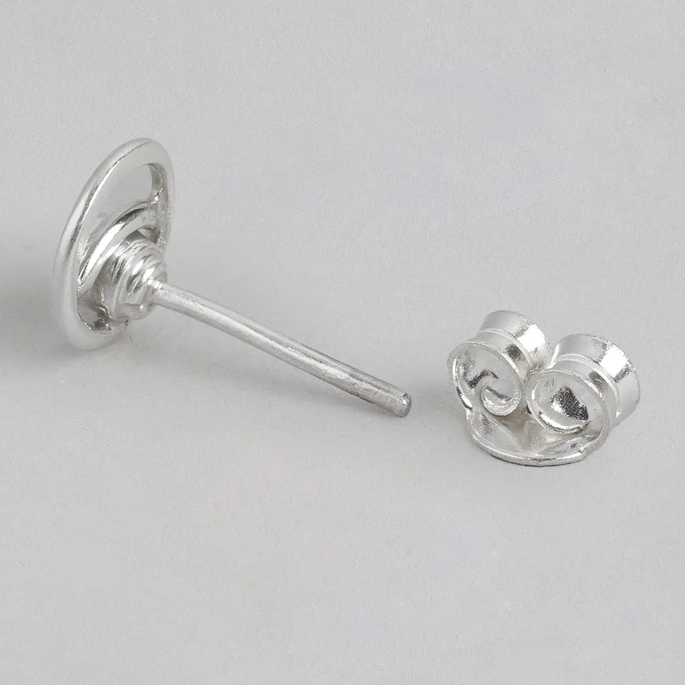 92.5 Silver White Spiral Stud Earrings