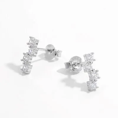 925 Sterling Silver Inlaid Zircon Stud Earrings