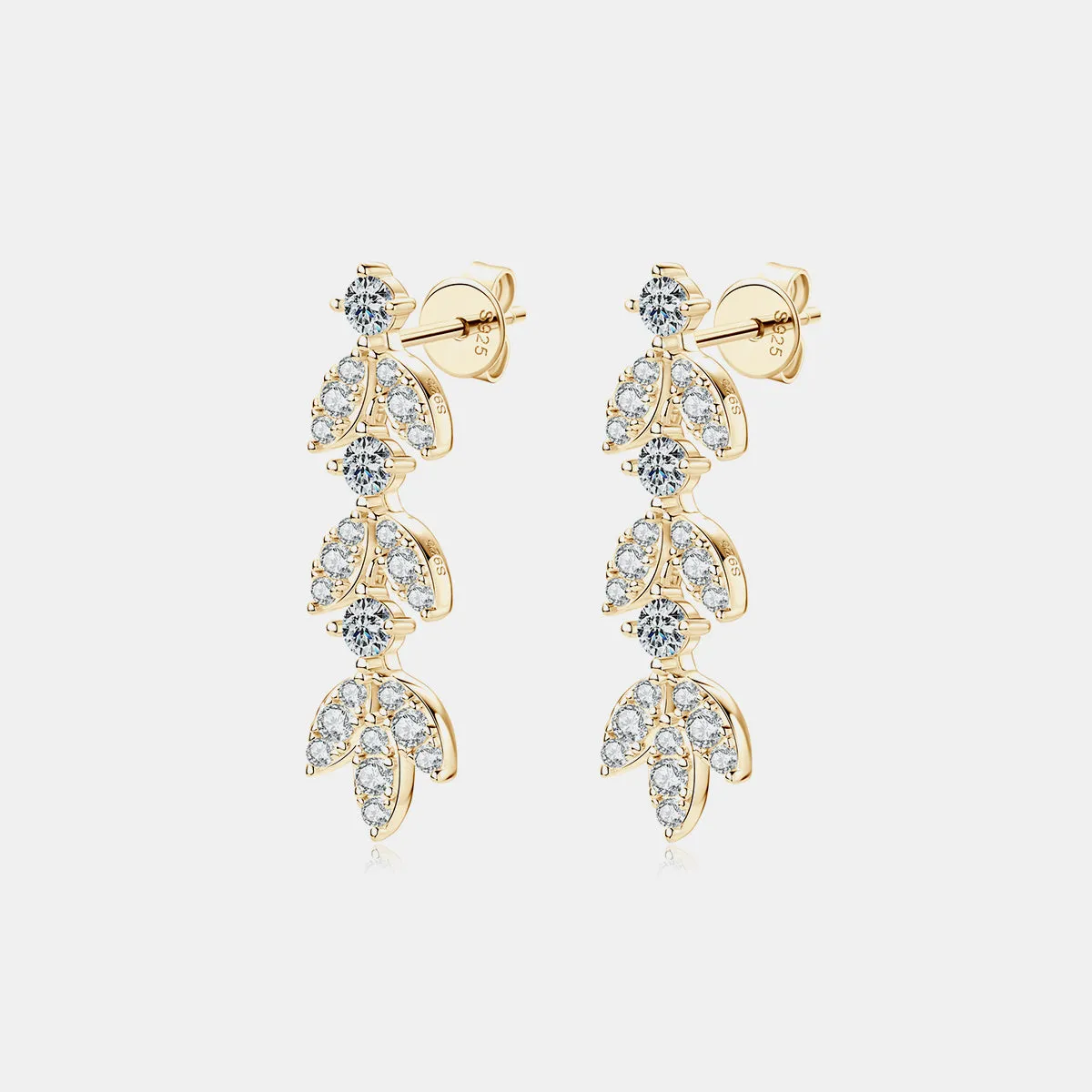 925 Sterling Silver Moissanite Leaf Earrings