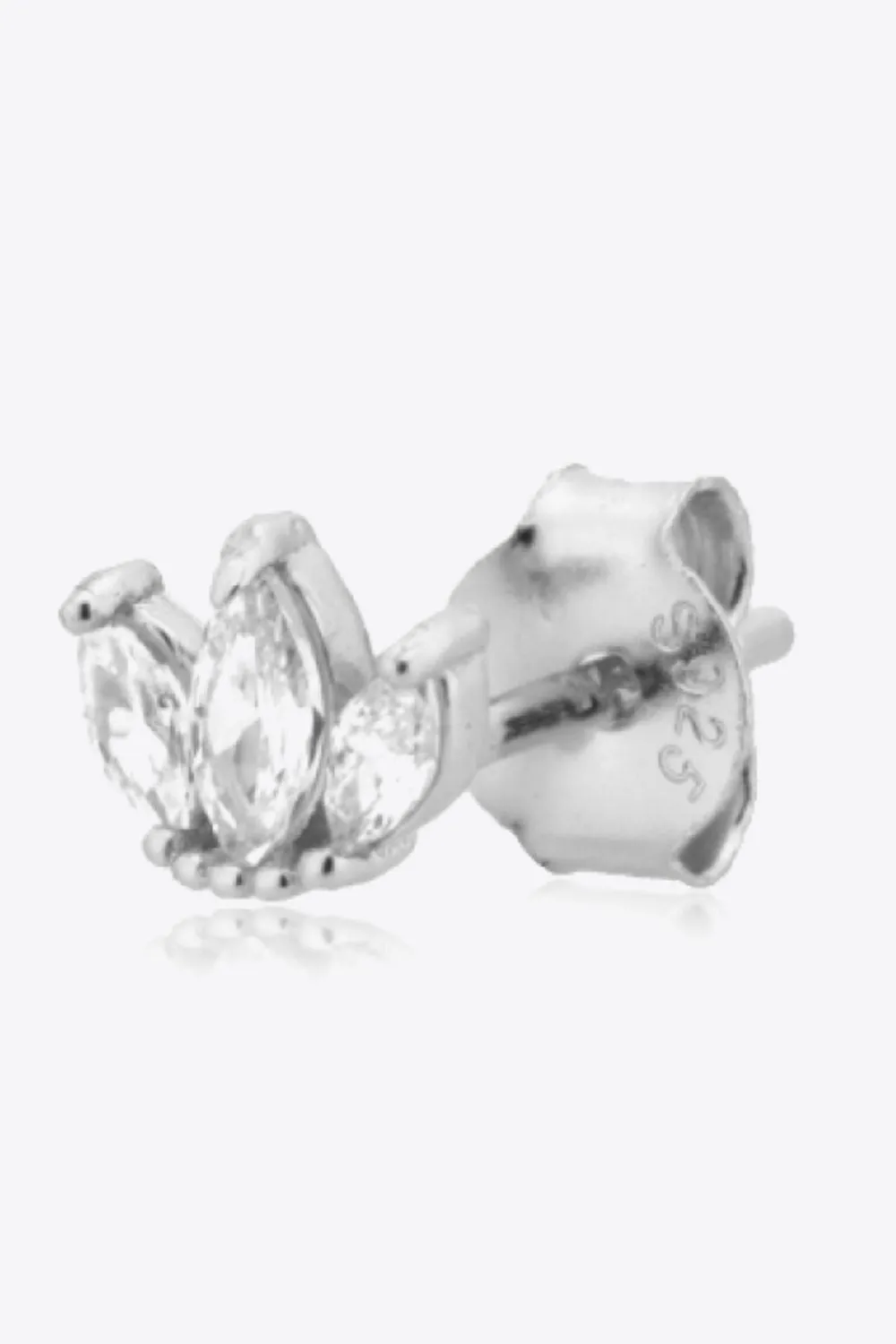 925 Sterling Silver Zircon Decor Stud Earrings