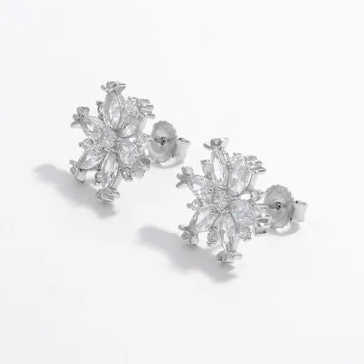 925 Sterling Silver Zircon Snowflake Earrings