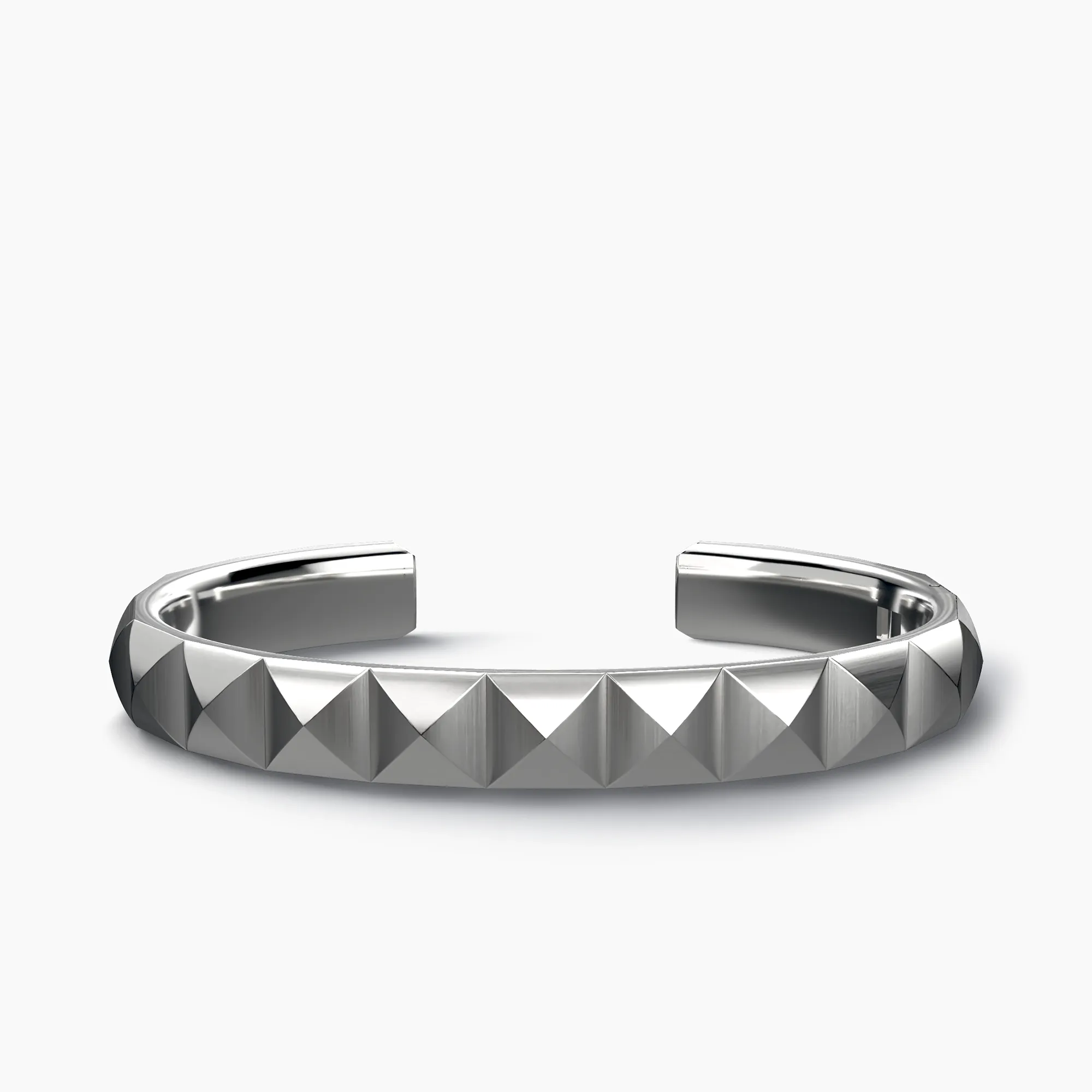 9.3MM PYRAMID OPEN CUFF BRACELET SIL