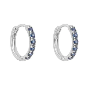 9ct White Gold Blue Sapphire Hoop Earrings GE1017L